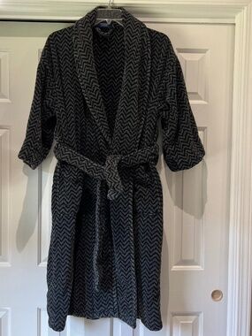 Vintage Nautica Mens Bathrobe Thick Terry Cloth Made in Turkey Chevron  OSFM 90s